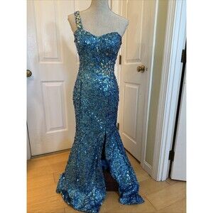 strapless open back dress La Femme 30984 - Sequined V-Neck Sheath Cocktail Dress 0 / Neon Pink